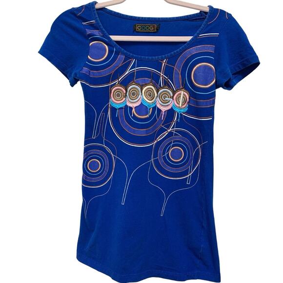 COOGI Women's Y2K Short Sleeve Abstract Bubble Logo Shirt Multicolor Size Small - Picture 1 of 7